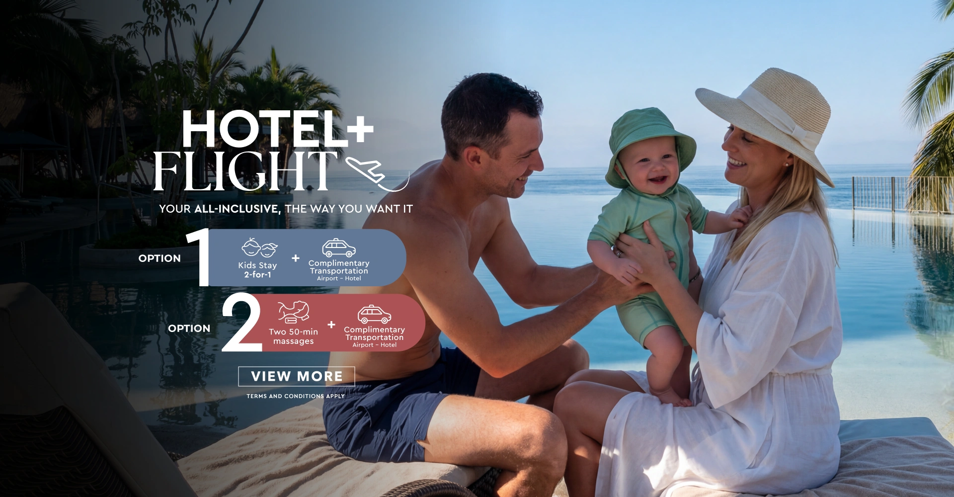 Hotel + Flight package oceanfront resort Mexico