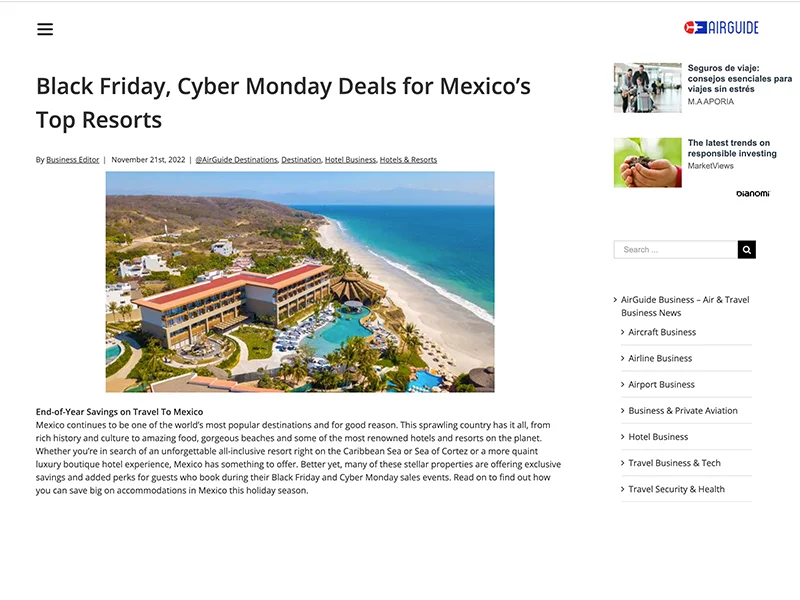 Black Friday, Cyber Monday Deals for Mexico’s Top Resorts
